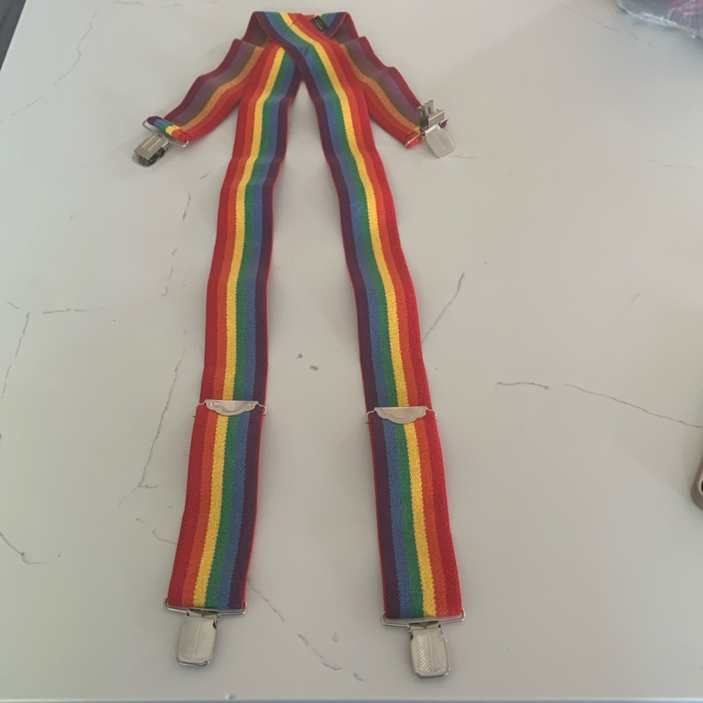 VTG welch workwear Rainbow Striped Suspenders